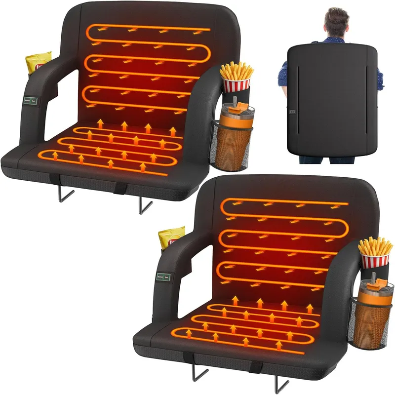 HOPERAN 2pcs Dual-Sided Heated Stadium Seats for Bleachers with Back Support