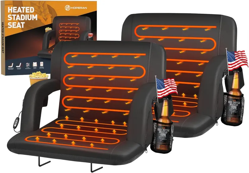 HOPERAN Heated Stadium Seats for Bleachers with Back Support and Wide Cushion